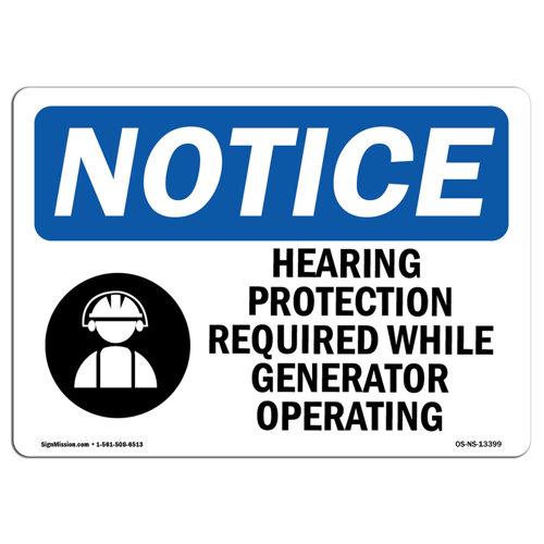 SignMission Osha Notice Hearing Protection Required Sign with Symbol
